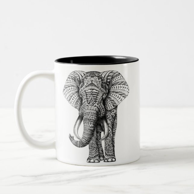 2 Couleurs Tasse d'éléphant de mandala (Gauche)
