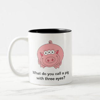 2 Couleurs Tasse d'énigme : Porc avec trois yeux