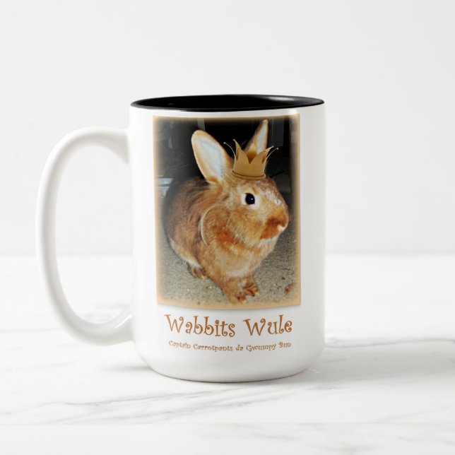 2 Couleurs Tasse désapprobatrice de lapin (Gauche)