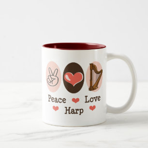 2 Couleurs Tasse d'harpe d'amour de paix