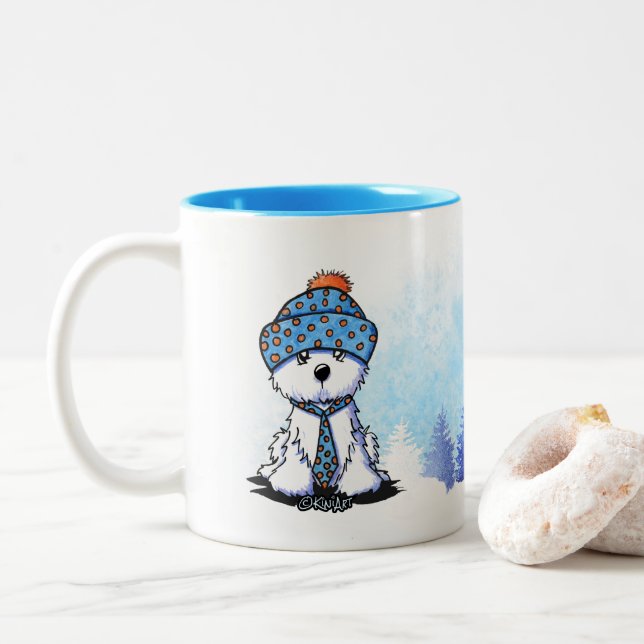 2 Couleurs Tasse d'hiver Coton de Tulear KiniArt (Avec donut)