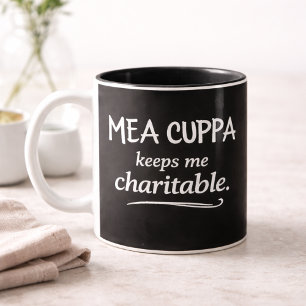 2 Couleurs Tasse d'humour catholique Mea Cuppa Keeps Me Chari