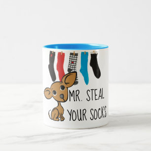 2 Couleurs Tasse drôle de M. Steal Your Socks Chihuahua