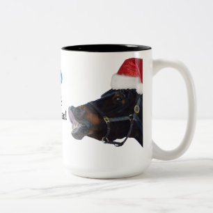 2 Couleurs Tasse drôle de voyage de Noël de cheval
