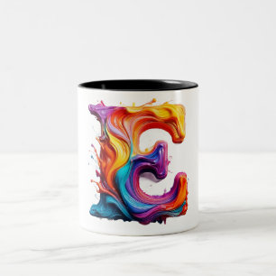 2 Couleurs Tasse « E » à lettre liquide colorée – Peinture 3D