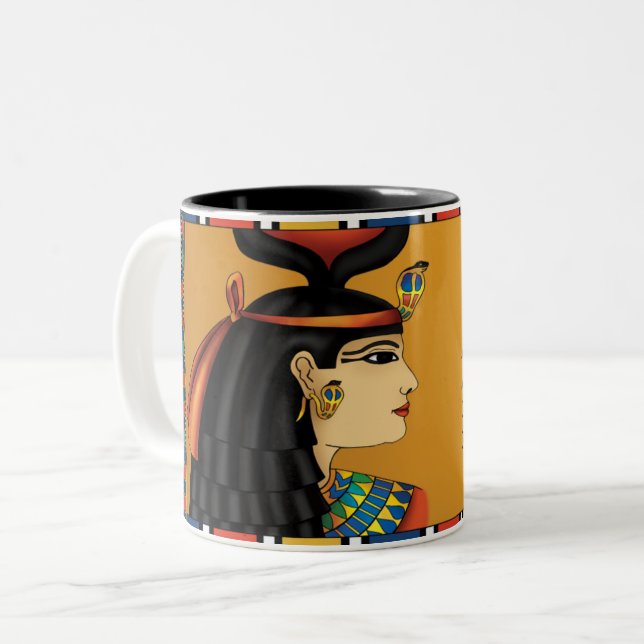 2 Couleurs Tasse égyptienne de Hathor de déesse (Devant gauche)