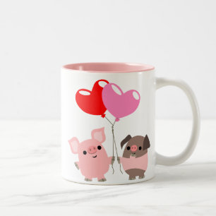 2 Couleurs Tasse embrouillée de coeurs (porcs de bande