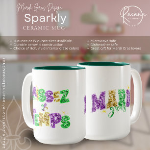 2 Couleurs Tasse en céramique à design de Mardi Gras scintill