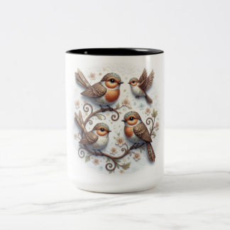2 Couleurs Tasse en céramique avec oiseaux