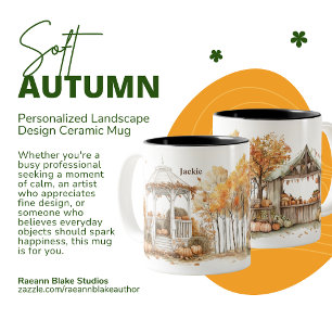 2 Couleurs Tasse en céramique de paysage d'automne doux