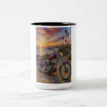 Tasse en mosaïque de chopper sur route cramoisie A