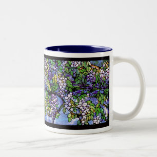 2 Couleurs Tasse en verre souillé de Tiffany de glycines