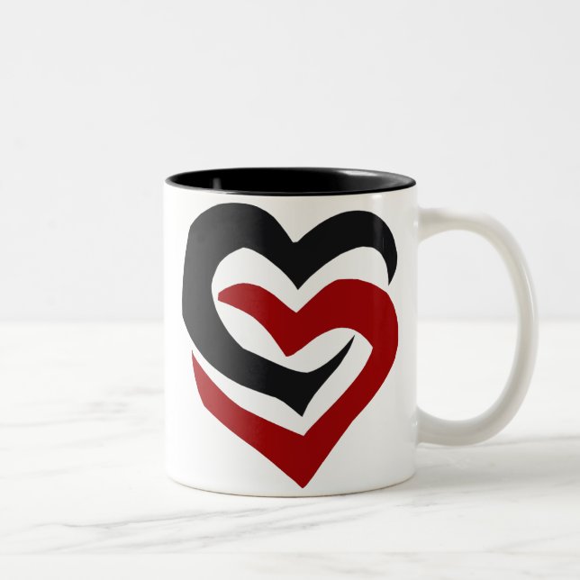 2 Couleurs Tasse enlacée de coeurs (Droit)