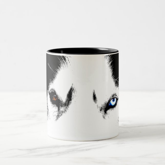 2 Couleurs Tasse enrouée de chien de traîneau sibérien de (Centre)