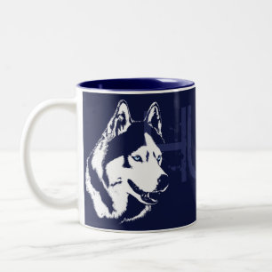 2 Couleurs Tasse enrouée de chien de traîneau sibérien de