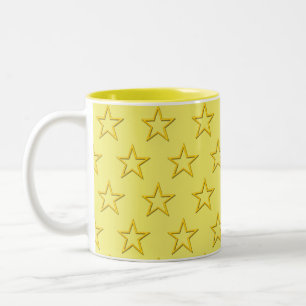 2 Couleurs Tasse - Étoiles jaunes sur fond jaune pâle