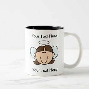 2 Couleurs Tasse faite sur commande d'ange de brun de fille -