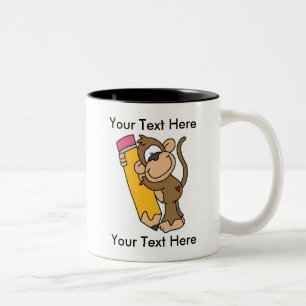 2 Couleurs Tasse faite sur commande de crayon de singe -