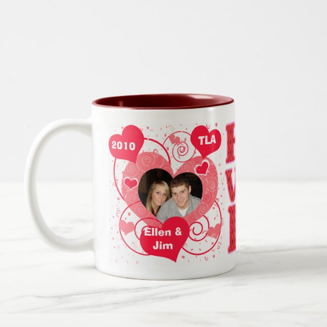2 Couleurs Tasse faite sur commande de Saint-Valentin (Gauche)