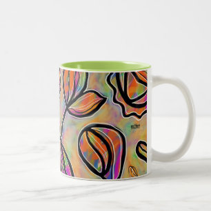 2 Couleurs Tasse florale abstraite de pastel