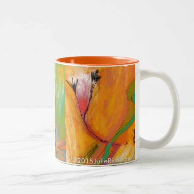2 Couleurs TASSE florale colorée abstraite (Droit)