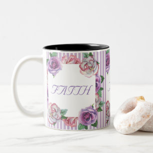 2 Couleurs Tasse florale d'amour d'espoir de foi