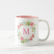 Tasse florale rose personnalisée