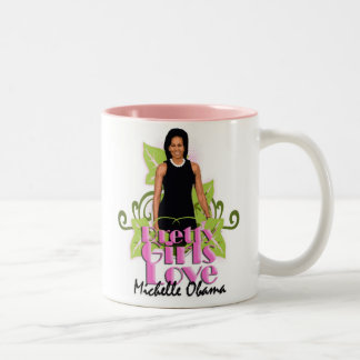 2 Couleurs Tasse gauche de "joli amour de filles" de Michelle