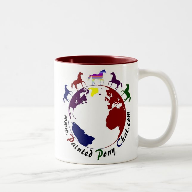 2 Couleurs Tasse gauchère de conversation de poney (Droit)