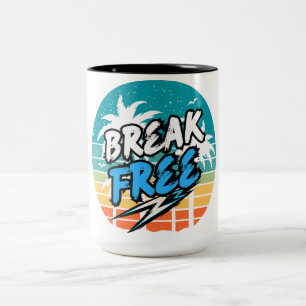 2 Couleurs Tasse Graphique Rétro « Libérez-Vous »