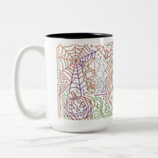 2 Couleurs Tasse Halloween Rétro Néon Ligne Art | Saison Surn