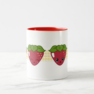 2 Couleurs Tasse heureuse de fraise