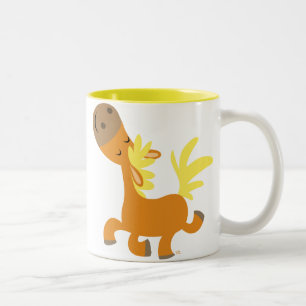 2 Couleurs Tasse heureuse de poney de bande dessinée