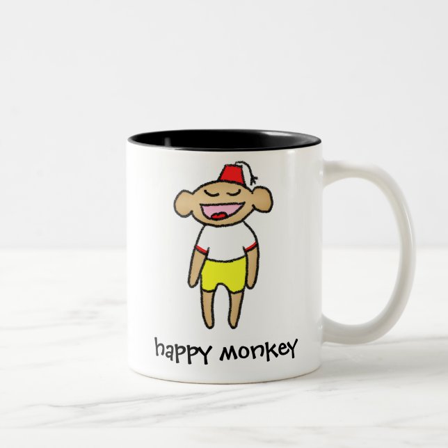 2 Couleurs Tasse heureuse de singe (Droit)