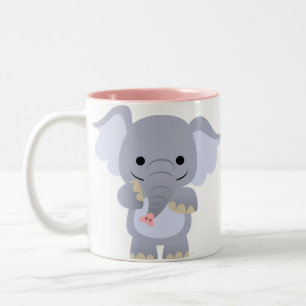 2 Couleurs Tasse heureuse d'éléphant de bande dessinée