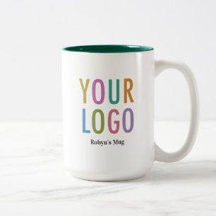 2 Couleurs Tasse intérieure verte personnalisée avec logo et