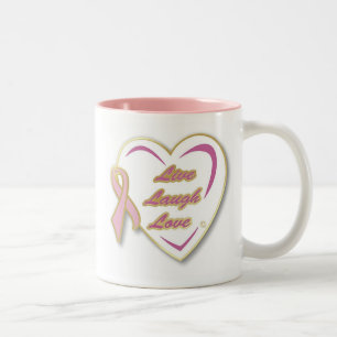 2 Couleurs Tasse LiveLaughLove de cancer du sein avec le
