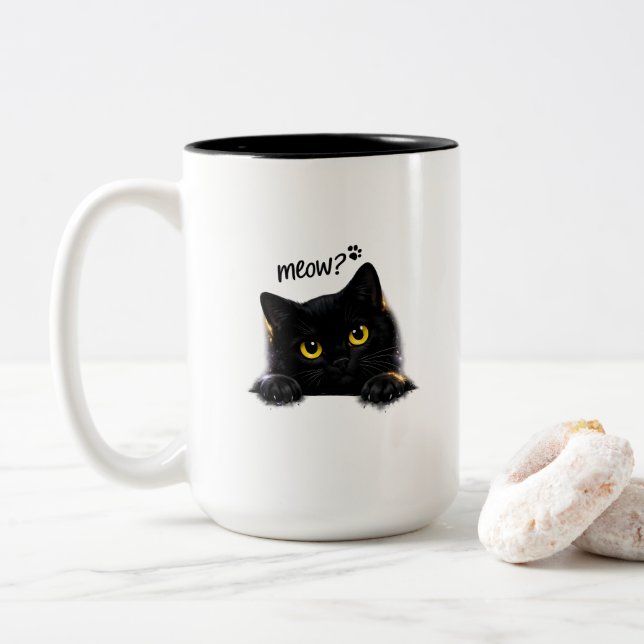 2 Couleurs Tasse Matin Miaou (Avec donut)