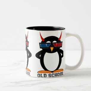 2 Couleurs Tasse mauvaise de la vieille école 3D de Penguin