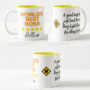 2 Couleurs Tasse Meilleur Patron du Monde Nom personnalisé