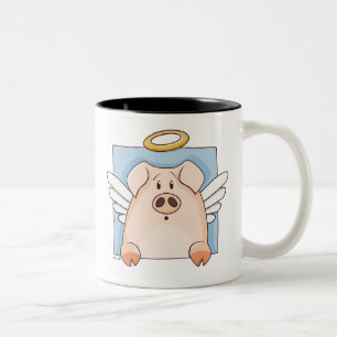 2 Couleurs Tasse mignonne de porc d'ange de bande dessinée