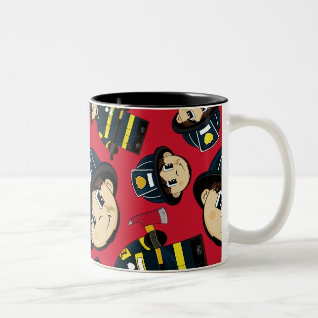 2 Couleurs Tasse mignonne de sapeur-pompier (Droit)