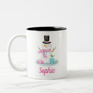 2 Couleurs Tasse mignonne d'hiver de bonhomme de neige de