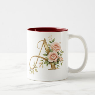2 Couleurs Tasse Monogramme Floral Or Luxe A Élégante de Qual