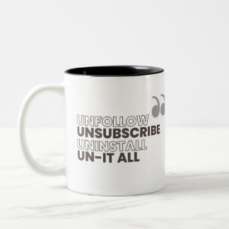 2 Couleurs Tasse Ne plus suivre, Se désabonner, Désinstaller,