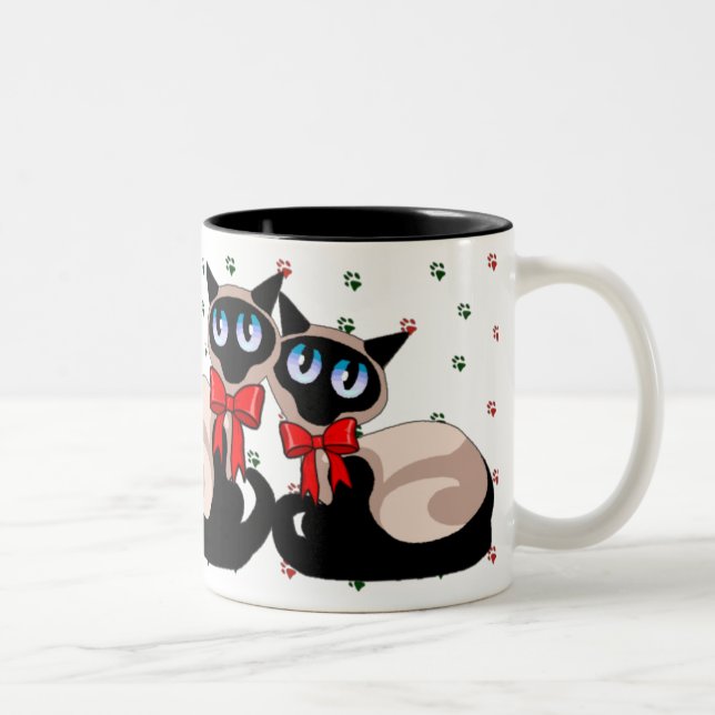 2 Couleurs Tasse - Noël de chat siamois (Droit)