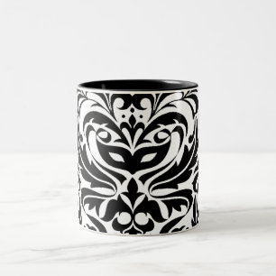 2 Couleurs Tasse noire et blanche de damassé de mascarade