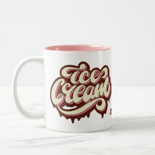 2 Couleurs Tasse nommée faite sur commande de crème glacée