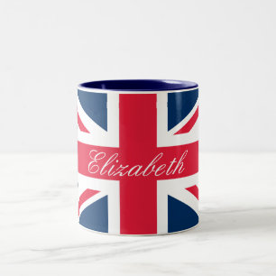 2 Couleurs Tasse nommée faite sur commande d'Union Jack