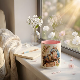 2 Couleurs Tasse Oiseau Maman Est à la Maison Cadeau Mignon p